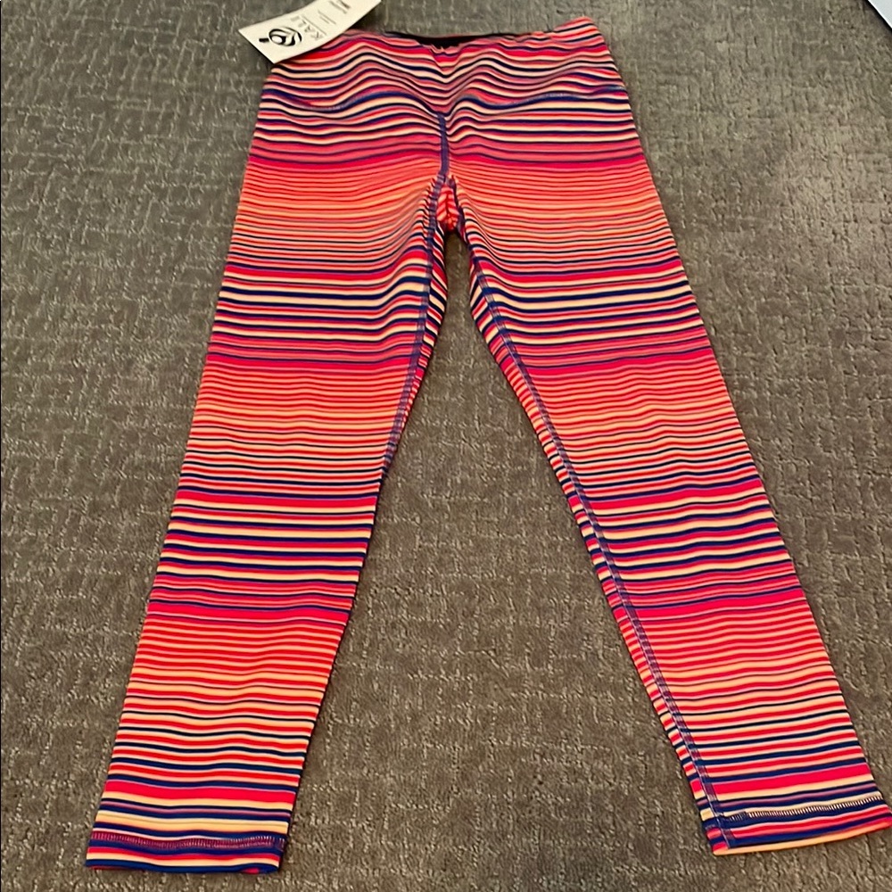 Kali Pink and Orange Leggings Vibrant Striped Design